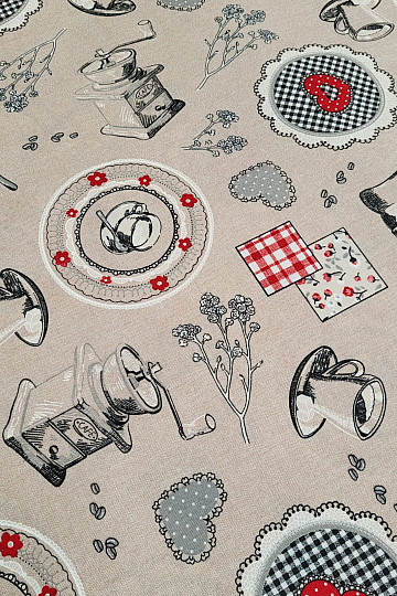 Tela decorativa con aroma a café.