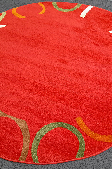 Alfombra redonda Figaro de 200 x 200 cm, color rojo.