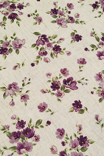 Tela decorativa FLOWERS LINO color morado
