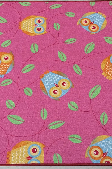 Alfombra para niña OWLS - Happy owl rosa