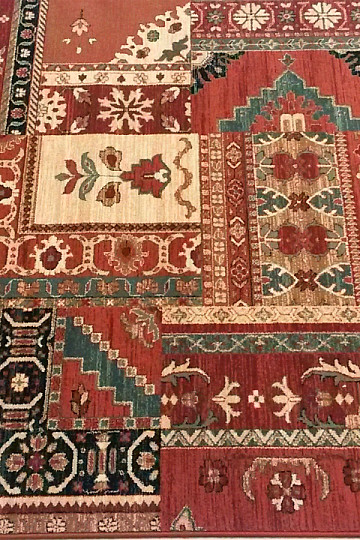 Alfombras de lana de lujo ROYAL PATCHWORK multicolor rojo
