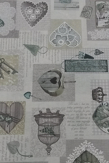 Tela decorativa CORAZÓN SHABBY verde