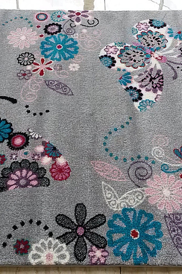 Alfombra infantil BELLA Mariposas gris