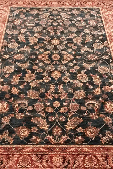 Lujosas alfombras de lana ROYAL con estampado floral verde/negro