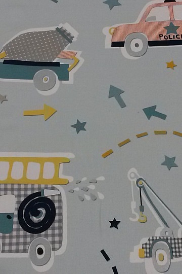 Tela decorativa infantil FUNNY CARS azul