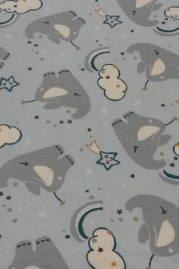 Punto de algodón estampado ELEFANTE azul