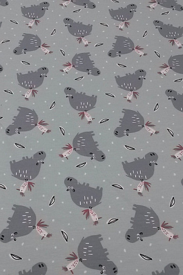 Punto de algodón estampado HIPPO HIPIZ mentol