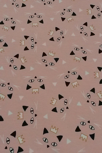 Punto de algodón estampado MAOUCHA CAT rosa
