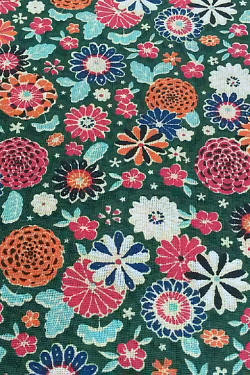 Tela de algodón MISAKI flores verde