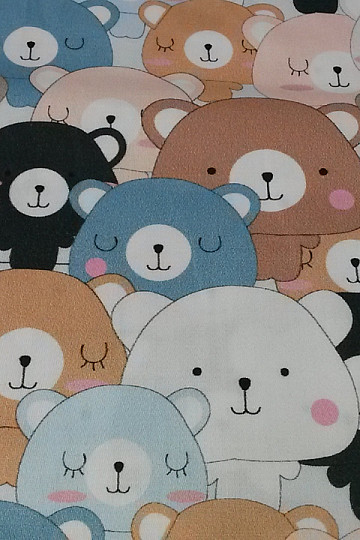 Peluche infantil de raso de algodón con ositos estampado digital