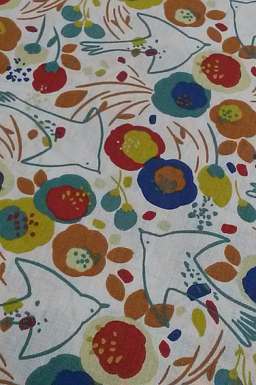 Tela de algodón PÁJAROS Y FLORES