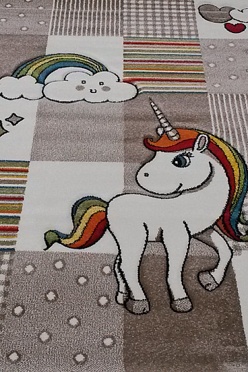 Alfombra infantil Unicornio beige