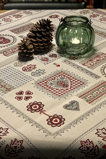 Mantel y pañuelo tapiz CORAZÓN ENCAJE