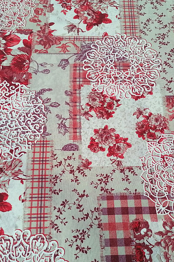 Tela decorativa CINTIA flores rojo