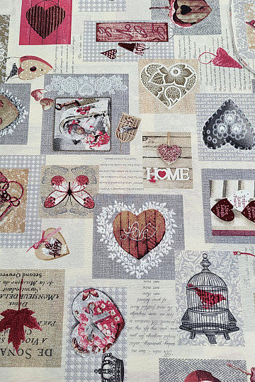 Tela decorativa CORAZÓN SHABBY burdeos