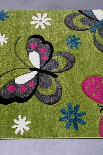 Alfombra pieza infantil Mariposas verde