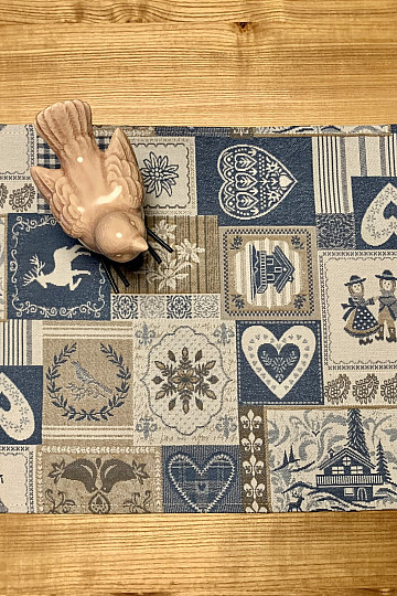 Mantel individual PATCHWORK CORAZÓN azul