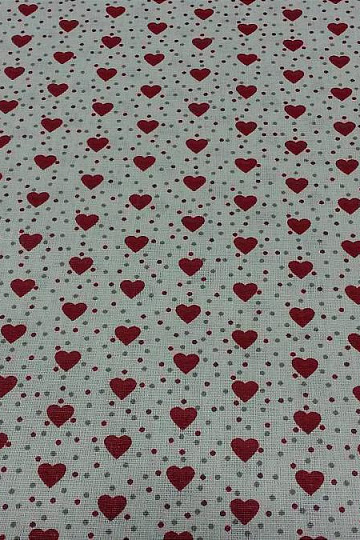 Tela de algodón MINI HEART 01 crema, corazón rojo