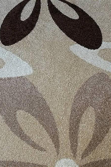 Alfombra redonda KARMEL flores beige