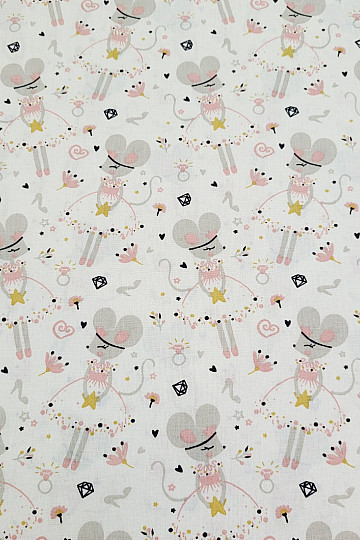 Tela de algodón MICE gris