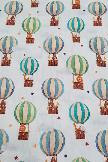 Satén de algodón infantil GLOBOS VOLADORES estampado digital