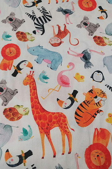Satén de algodón infantil estampado digital ZOO