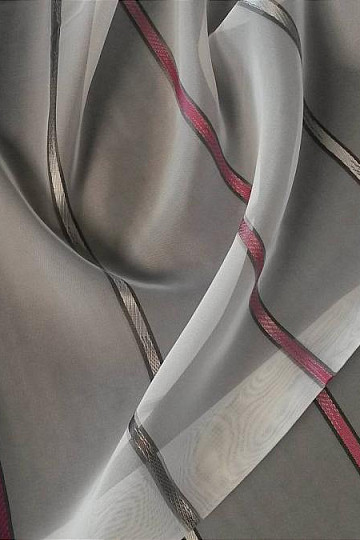 Cortina voile raya gris y violeta