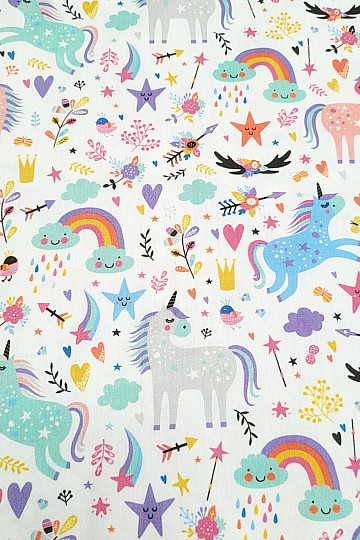 Satén de algodón infantil UNICORNIOS digital