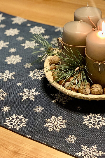 Mantel y pañuelo Gobelino Escamas azules
