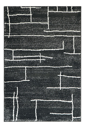 Alfombra pieza DOUX cuadro lienzo líneas gris oscuro