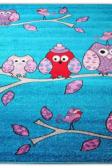 Alfombra infantil BELLA OWL turquesa