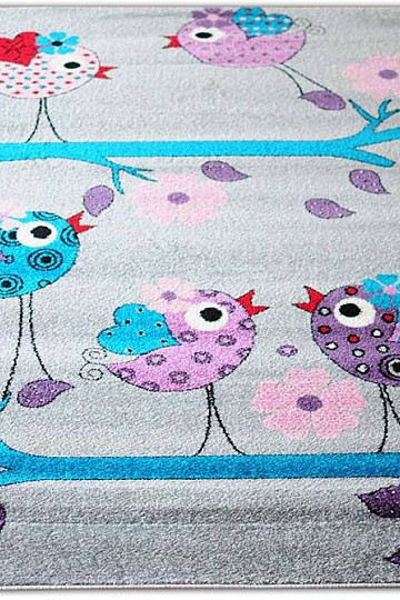 Alfombra infantil BELLA BIRDS gris