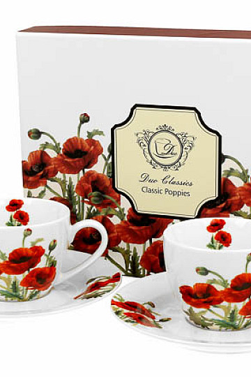 Set taza y plato amapolas clasico 90 ml