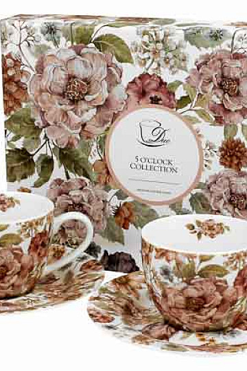 Taza de café espresso blanco con flores pastel, 90 ml, set de 2 unidades