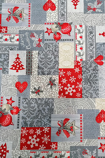 Tela decorativa PATCHWORK Navidad gris