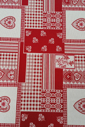 Tela decorativa CORAZÓN flor II combinación jacquard