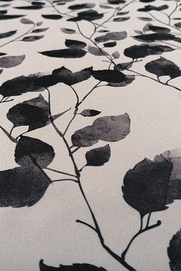 Tela decorativa BLACK OUT LEAVES blanco-negro