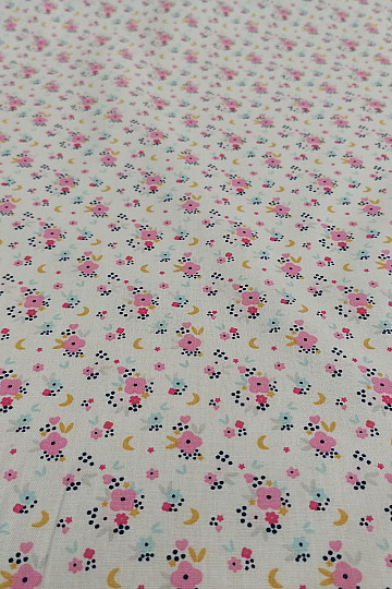 Tela de algodón FLEDI flor rosa