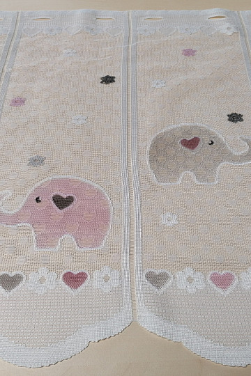 Cortina infantil en vidriera - jacquard ELEFANTES II