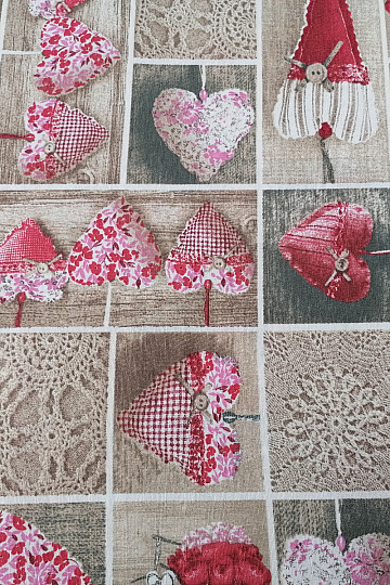 Tela decorativa SRDÍČKA LIDIA rojo