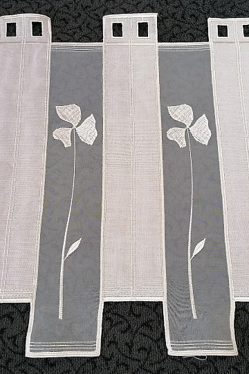Cortina de vidrieras - voile con bordado crema 208