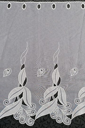 Cortina de vidrieras - voile con hojas bordadas 1696