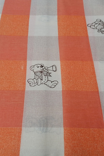 Tela de algodón Cuadros ositos - naranja