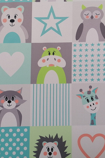 Tela decorativa BLACK-OUT Animales turquesa