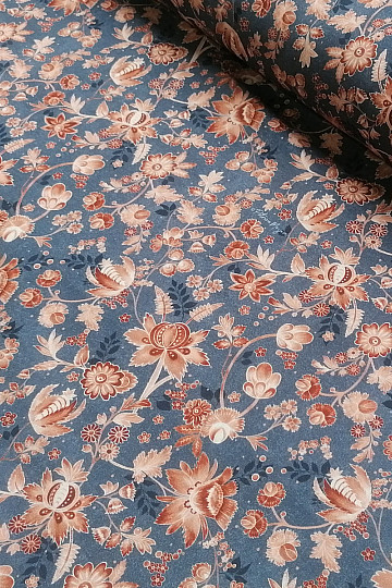 VARANASI KALAMKARI tela de algodón azul