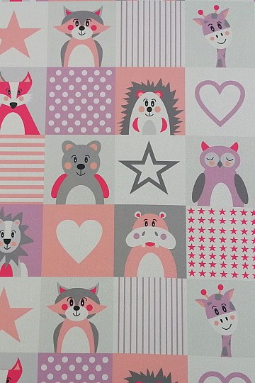 Tela decorativa BLACK-OUT Animales rosa-morado