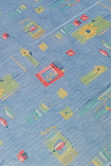 Cortina densa azul con flores y hojas 155 cm.