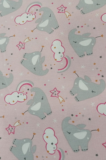 Punto de algodón estampado ELEFANTE rosa
