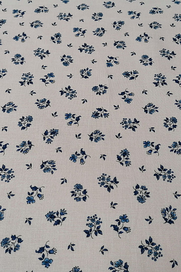 Tela de algodón MAJOLIKA flor azul