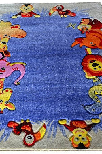 Alfombra infantil KIDS SAFARI crema-azul